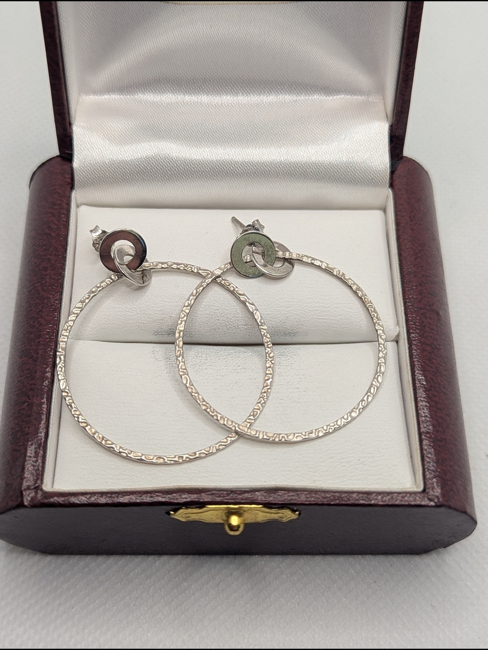 ✨ Artisan Sterling Silver Hammered Hoop Dangle Earrings ✨